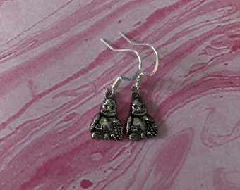 Silver Buddha Dangle Earrings