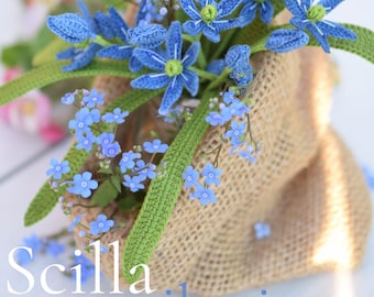Crochet Scilla siberica, Siberian squill - Crochet Flower Pattern