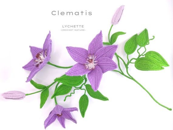 Crochet Clematis Pattern- Crochet Flower Pattern