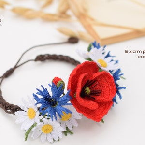 Crochet Flower Pattern for Bouquet of Wild Flowers Poppy, Cornflower and Chamomile image 3