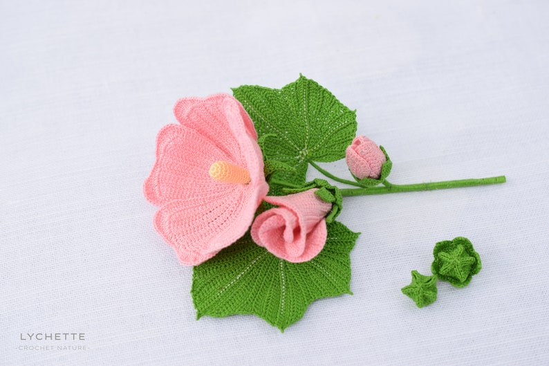 Crochet Hollyhock, Mallow Pattern- Crochet Flower Pattern image 7