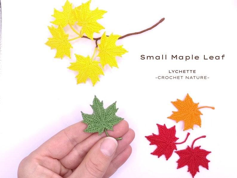 Crochet autumn leaves, fall leaves, Small Maple Leaf Crochet Pattern Crochet Pattern for Small Maple Leaf Autumn Leaves image 10