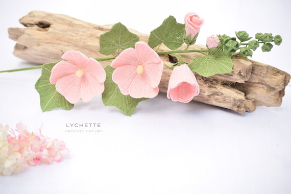 Crochet Hollyhock, Mallow Pattern- Crochet Flower Pattern