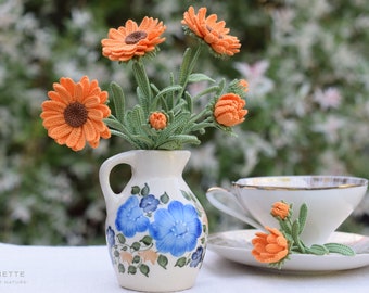 Crochet pattern for Marigold (Calendula), Crochet Flower Pattern