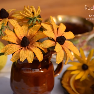 Rudbeckia Crochet Pattern - Crochet  Pattern for Rudbeckia Flower ( Coneflower, Black-eyed-susan )