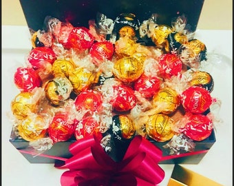 Lindt Lindor Caja de regalo Cesta Cumpleaños Dulce Caramelo Día del Padre Regalo Personalizado Ramo Flor Rosa