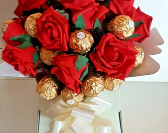 Ferrero Rocher Gift Box Hamper Birthday Sweet Candy Fathers Day Present Personalised Bouquet Flower Rose