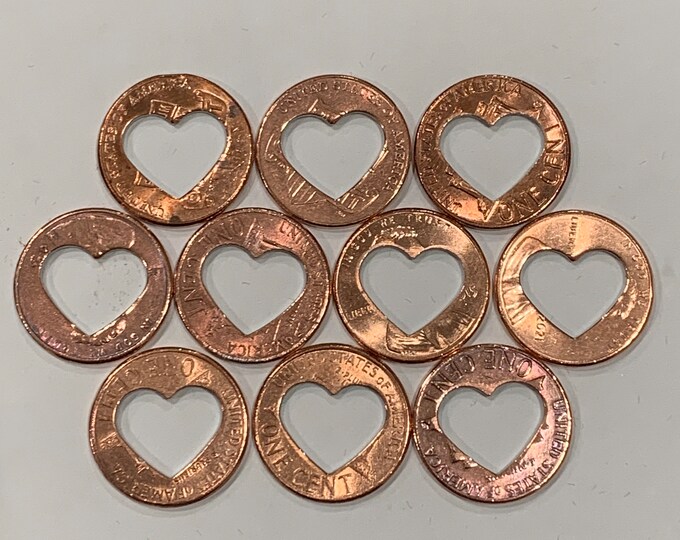 10 Heart Cut Pennies With Heart Cut Out Penny Pennys From Heaven Lucky