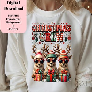Weihnachtscrew Rentier PNG | Niedliches Feiertags-Familien-T-Shirt Design | Passende Weihnachtsgruppe Sublimation Download