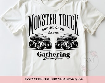 Monster Truck Social Club SVG / Design per maglietta da camion per bambini / Monster Jam Off-Road SVG / Mud Truck SVG per Cricut e Silhouette