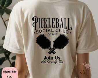 Pickleball Social Club SVG / Diseño de camiseta retro del equipo de Pickleball / Pickleball SVG divertido para Cricut y Silhouette