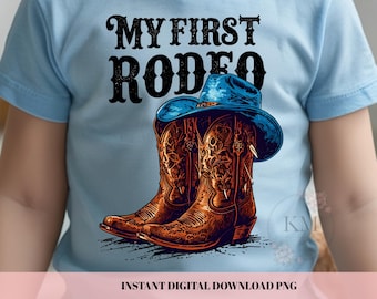 My First Rodeo PNG | Retro Cowboy First Birthday Shirt Design | Western Rodeo Party Digital Download | Pink Rodeo Sublimation for boy