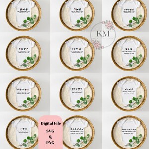 Amis bébé jalon mensuel SVG, SVG thème amis, jalons bébé