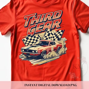 Third Gear Birthday PNG | Retro 3rd Birthday Shirt Design | Race Car Party Digital Download | Vintage Third Birthday Sublimation for Boys