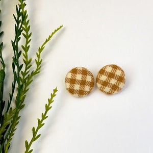 Yellow Cream Gingham Fabric Stud