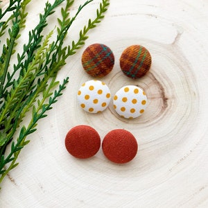 Fall Fabric Earrings| Burnt Orange| Polk A Dot| Plaid