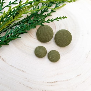 Olive Green Fabric Studs| Nickel Free Earrings