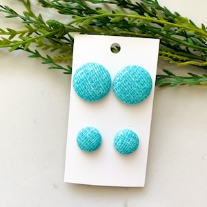 Turquoise Textured Summer Fabric Studs