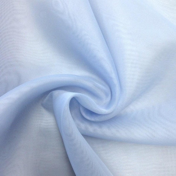 Light Blue Sheer Voile Fabric 118" Wide for Drapes, Weddings, Decor, Apparel - Sold By the Yard (25 colors)