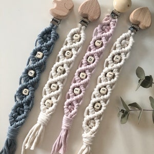 Macrame pacifier chain with wooden clip image 6