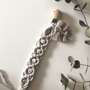 Macrame pacifier chain with wooden clip image 3