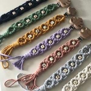 Macrame pacifier chain with wooden clip image 5