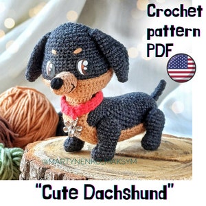 Crochet Dachshund Amigurumi Pattern: Sausage Dog PDF Tutorial (Digital Download)