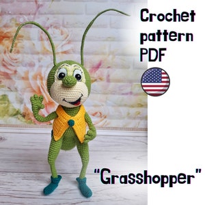 Grasshopper Crochet pattern / Amigurumi insect toy