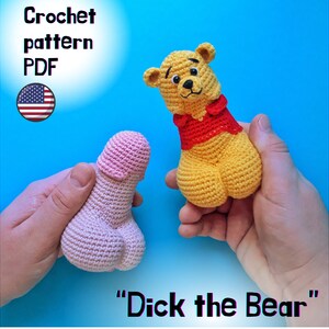 Patrón de crochet con forma de pene de oso – Divertido juguete amigurumi para adultos – Tutorial en PDF para regalo original