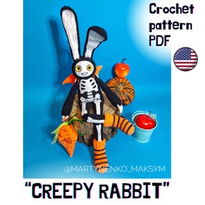 Creepy Rabbit Halloween Amigurumi - Crochet Pattern for Bunny Toy | Spooky Halloween Decor | DIY Creepy Bunny Plush