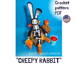 CREEPY RABBIT - Crochet pattern / halloween amigurumi bunny toy