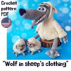 Wzór szydełkowy na wilka w owczej skórze w formacie PDF: pluszowa zabawka amigurumi