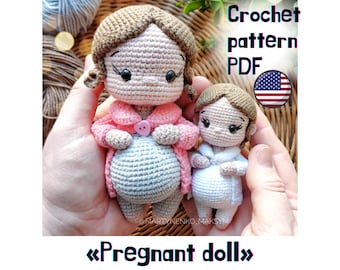 Pregnant Doll Crochet Pattern: Amigurumi Mom-to-Be Toy (PDF Tutorial)