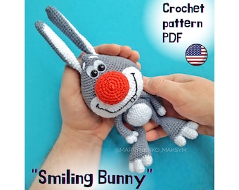 Smiling Bunny / amigurumi Crochet pattern rabbit PDF tutorial