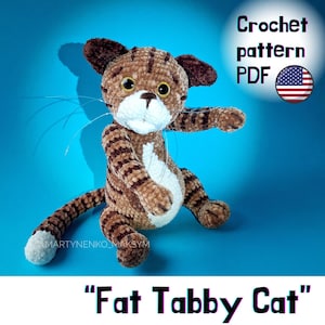 Fat Tabby Cat Amigurumi Crochet Pattern – Cute Chubby Cat Plush – Easy PDF Tutorial – DIY Handmade Gift for Cat Lovers