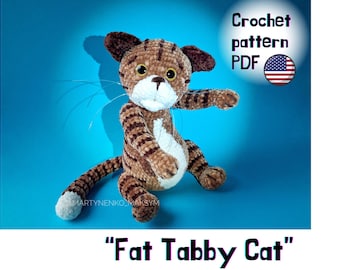 Fat Tabby Cat Amigurumi Crochet Pattern: Easy PDF Tutorial (Digital Download)