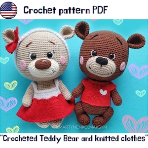 Teddy Bear Crochet & Knitted Clothes Pattern – Amigurumi Outfit PDF Tutorial – DIY Doll Clothes – Cute Handmade Toy Accessories