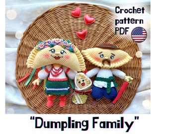 Crochet Dumpling Family Pattern: Amigurumi Food Toy (PDF Tutorial)