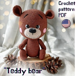 Teddy Bear Crochet Pattern – Amigurumi Plush Toy – DIY Stuffed Animal – Cute and Easy PDF Tutorial – Handmade Gift Idea