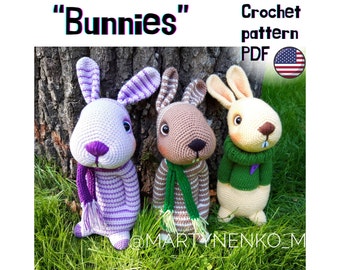 Bunny amigurumi Crochet pattern rabbit Hare toy PDF tutorial