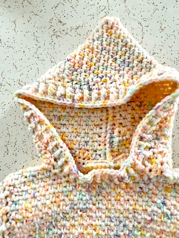 Colorful Crochet Hoodie Poncho - image 3