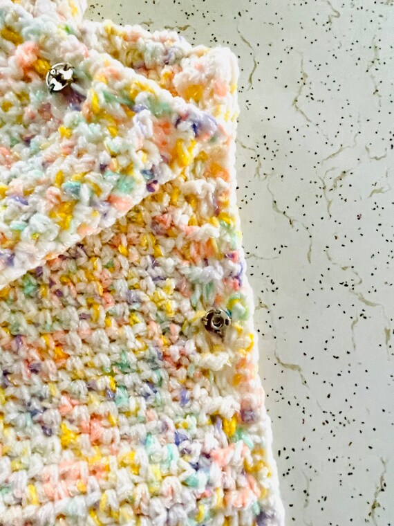 Colorful Crochet Hoodie Poncho - image 4