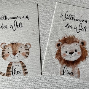 Karte zur Geburt Löwe und Tiger Willkommen auf der Welt