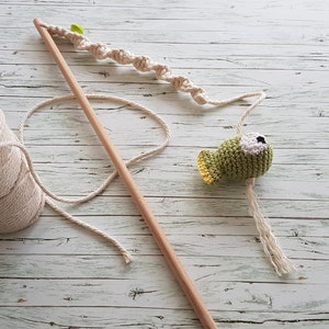 Cat toy Cat fishing rod Cat accessories Cat fish Fish on a fishing rod Macrame crocheted