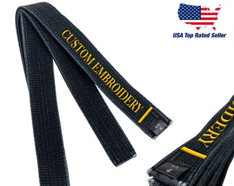 Martial Arts Vintage Black Belt Embroidered Custom Belts Karate Taekwondo Jiu jitsu Judo