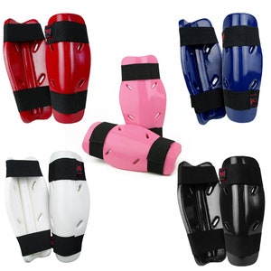 New Dipped Foam Sparring Shin Guards Pads Martial Arts Karate TKD Kickboxing MMA
