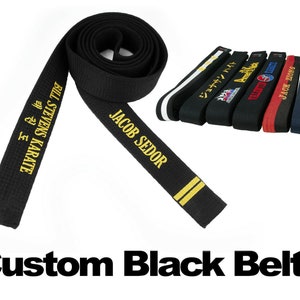Martial Arts Black Belt Embroidered Custom Belts Karate Taekwondo Jiu jitsu Judo
