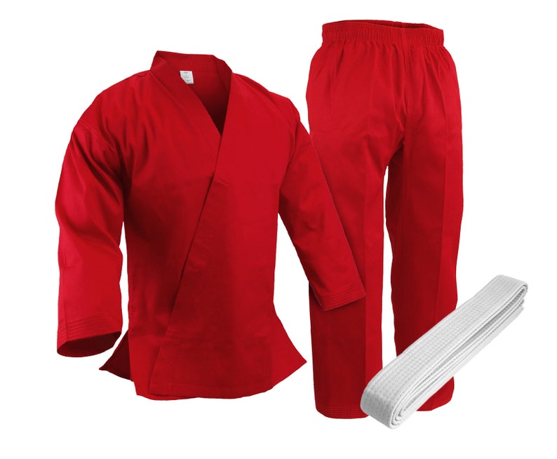 Red Karate Uniforms Gi, Martial Arts Lightweight Open Top Karate Kimono
