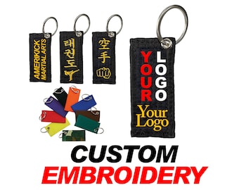 Custom Embroidery Belt Key Chain Karate Taekwondo belt pocket Martial Arts Keychains w/ Ring
