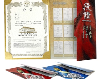 Taekwondo Dan Certificate with Case, TKD Poomsae Black Belt Certificate with Case